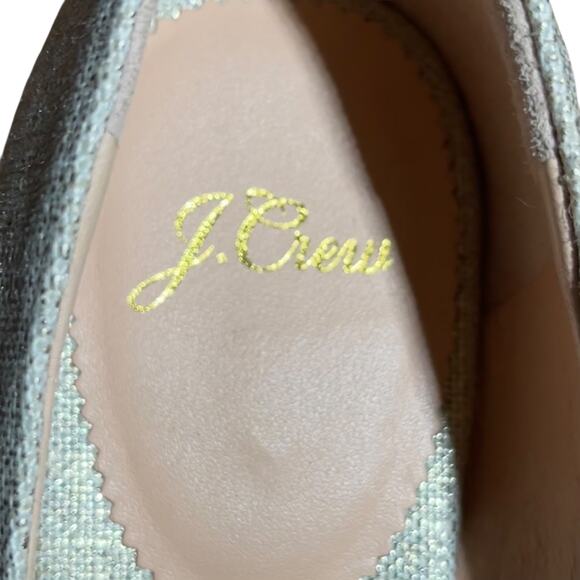 J Crew Espadrille Wedges 8.5 Metallic Canvas Slip On Shoe - Picture 11 of 15